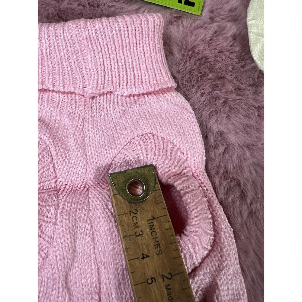 2 Pack Dog Sweaters for Small Dogs Winter Turtleneck Pink And Cream (xs-small)‎